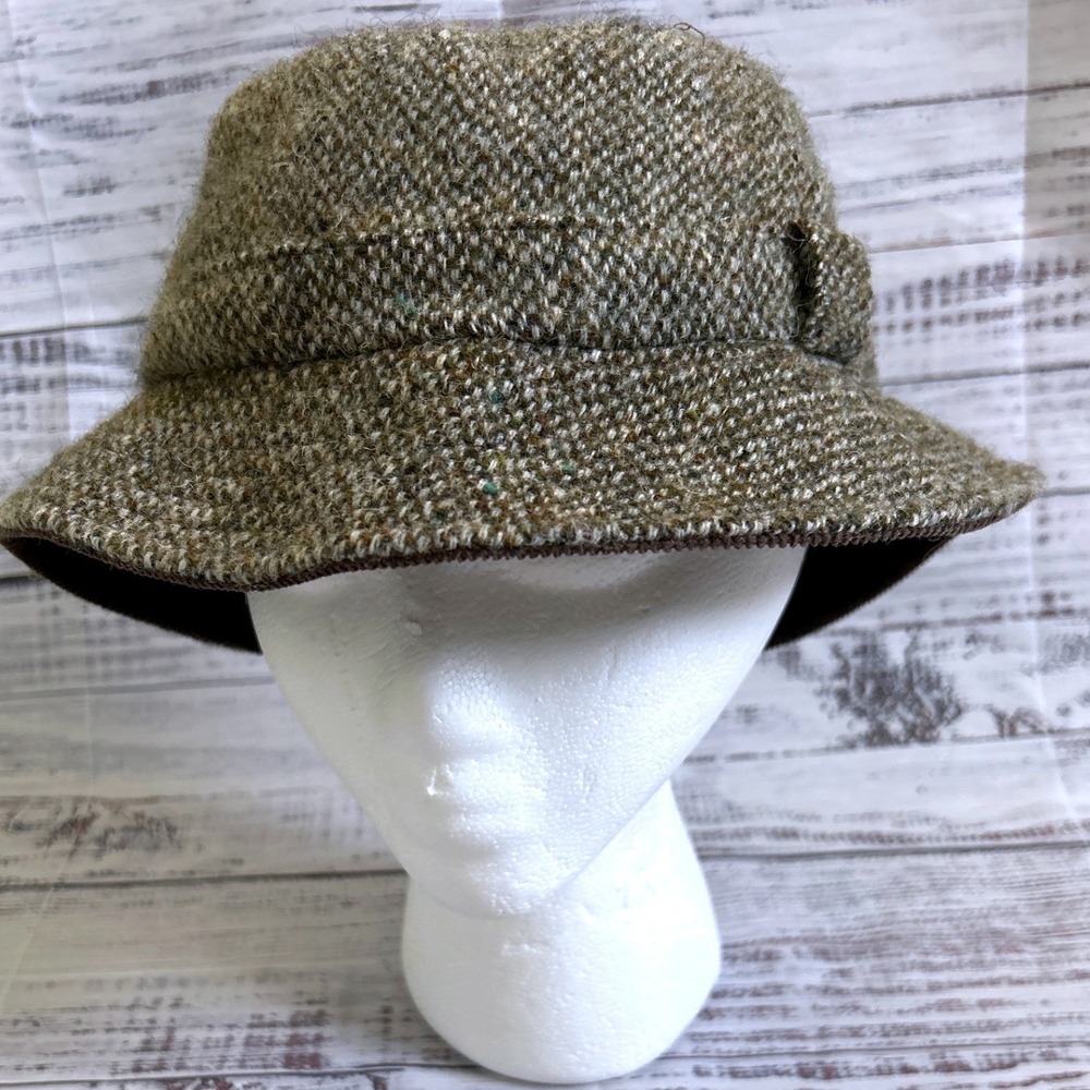 Bucket Hat Womens Brown Reversible Tweed Corduroy Textured Brim